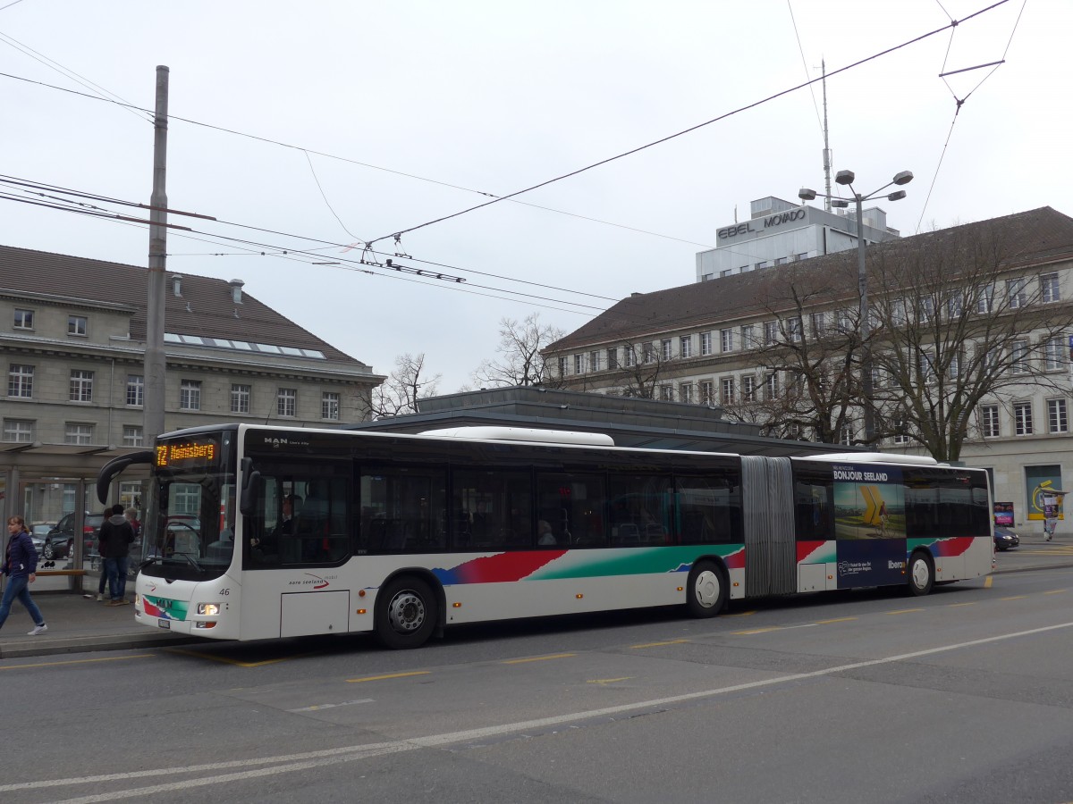 (159'518) - ASm Langenthal - Nr. 46/BE 703'519 - MAN am 28. Mrz 2015 beim Bahnhof Biel