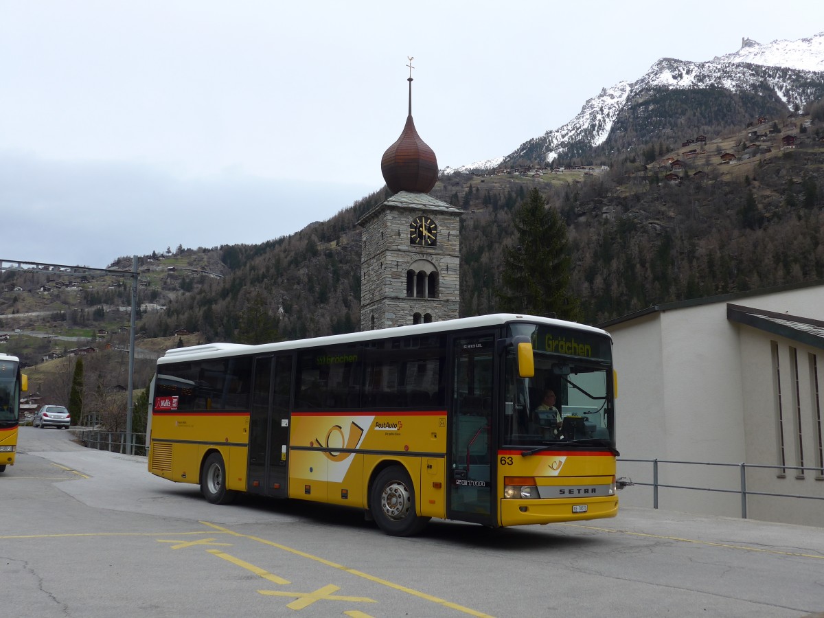 (159'607) - Zerzuben, Visp-Eyholz - Nr. 63/VS 78'070 - Setra am 2. April 2015 beim Bahnhof St. Niklaus