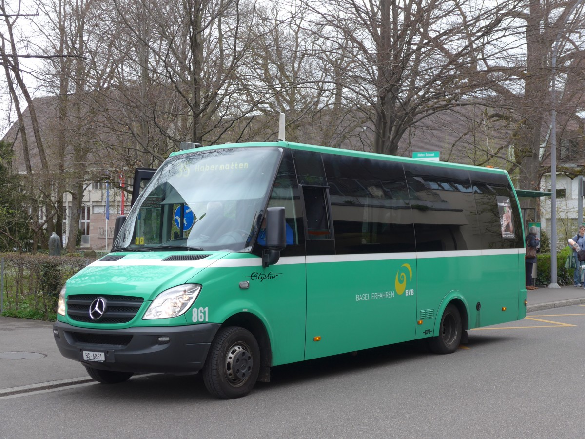 (159'693) - BVB Basel - Nr. 861/BS 6861 - Mercedes/Auwrter am 11. April 2015 beim Bahnhof Riehen