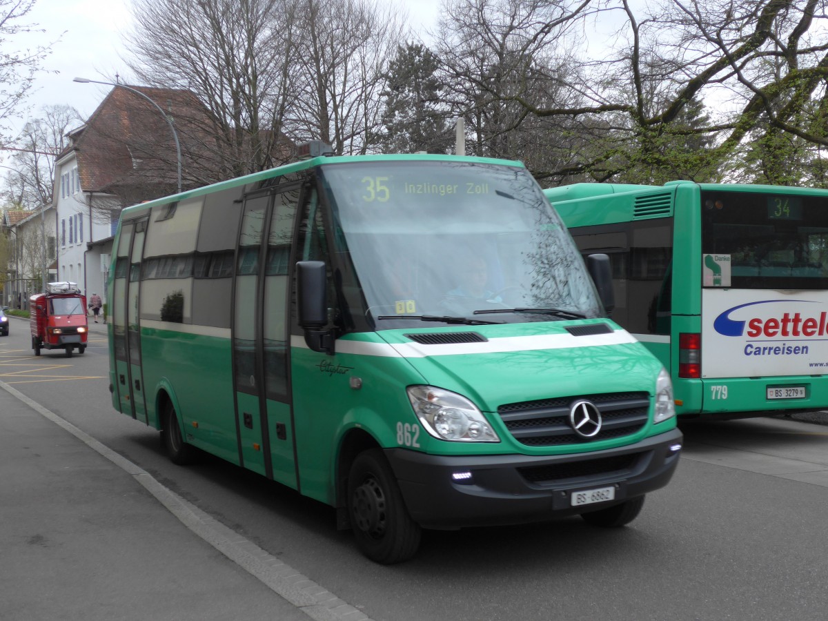 (159'696) - BVB Basel - Nr. 862/BS 6862 - Mercedes/Auwrter am 11. April 2015 beim Bahnhof Riehen