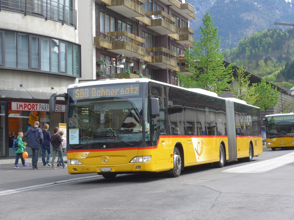 (160'130) - PostAuto Bern - Nr. 637/BE 560'407 - Mercedes am 26. April 2015 beim Bahnhof Interlaken West