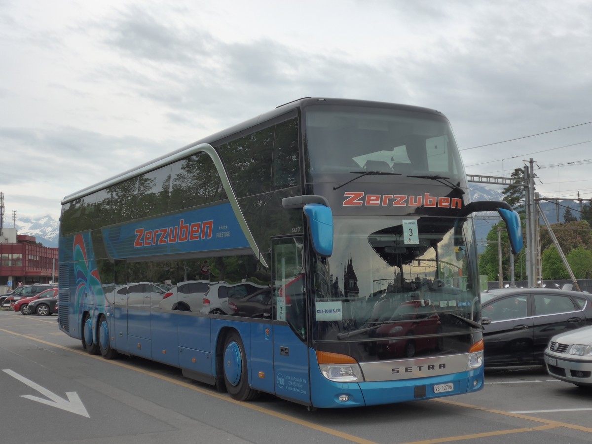 (160'174) - Zerzuben, Visp-Eyholz - Nr. 18/VS 12'706 - Setra am 7. Mai 2015 in Thun, CarTerminal