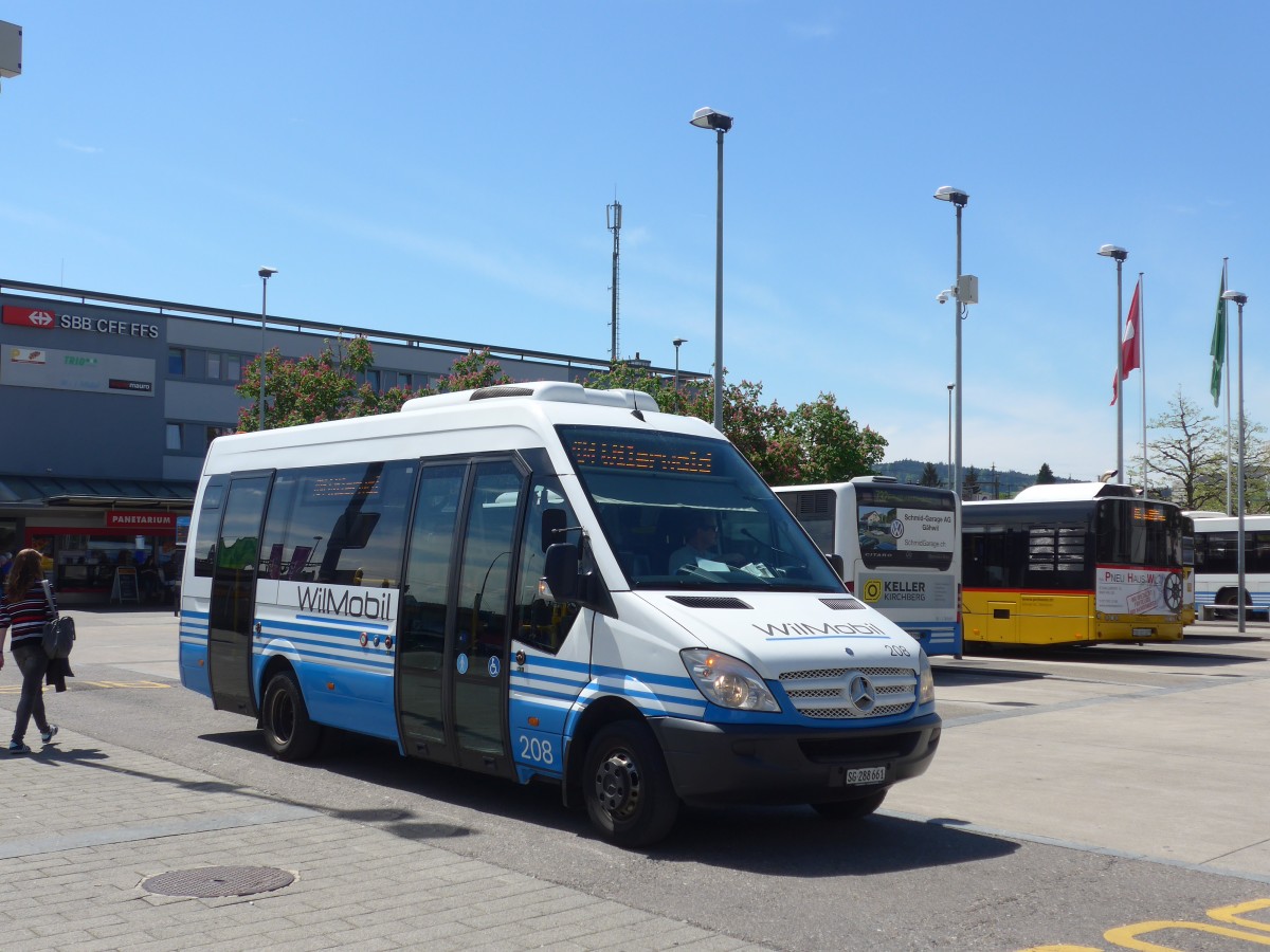 (160'203) - WilMobil, Wil - Nr. 208/SG 288'661 - Mercedes am 8. Mai 2015 beim Bahnhof Wil