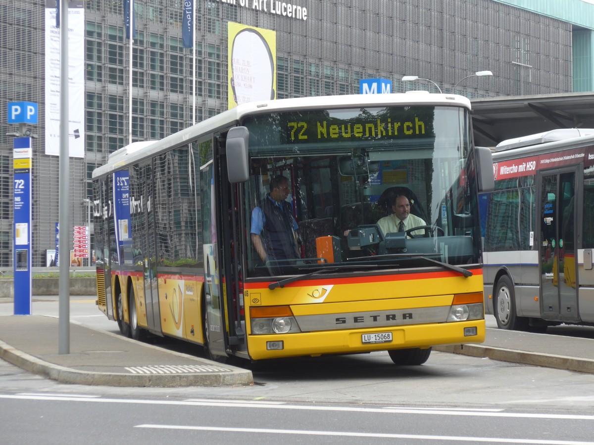 (160'611) - Stirnimann, Neuenkirch - Nr. 46/LU 15'068 - Setra am 22. Mai 2015 beim Bahnhof Luzern