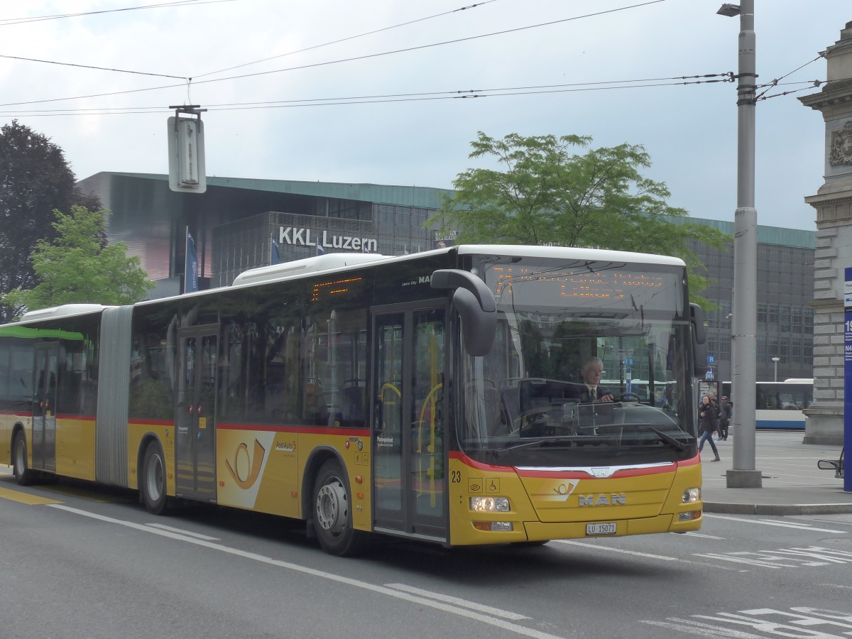 (160'639) - Bucheli, Kriens - Nr. 23/LU 15'071 - MAN am 22. Mai 2015 beim Bahnhof Luzern