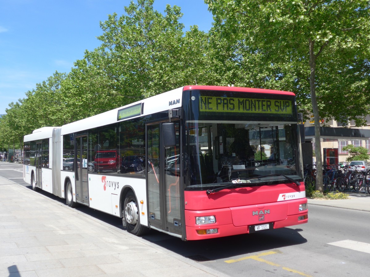 (161'297) - TRAVYS Yverdon - VD 1321 - MAN (ex TPYG Yverdon) am 28. Mai 2015 beim Bahnhof Yverdon