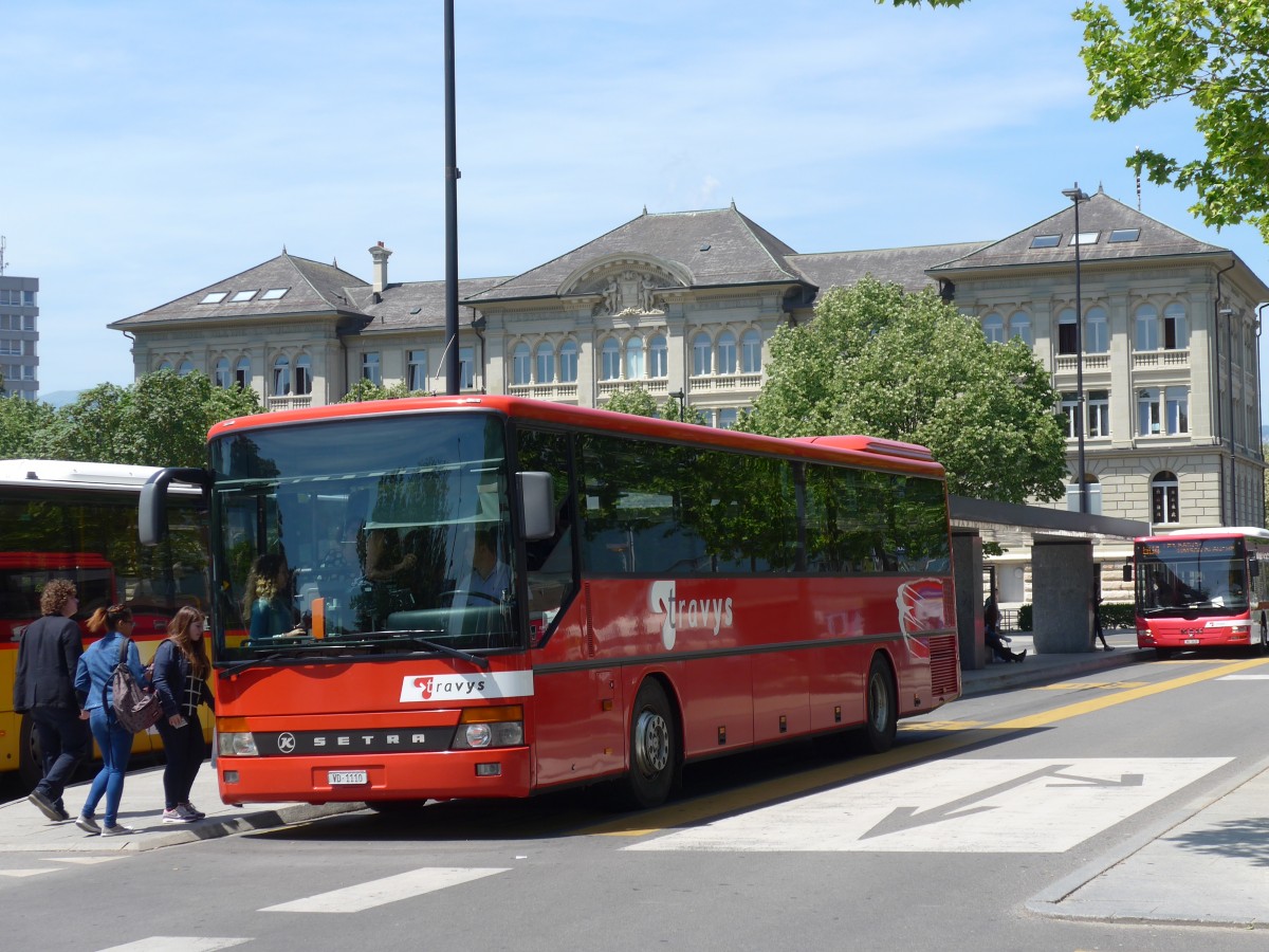 (161'300) - TRAVYS Yverdon - VD 1110 - Setra (ex AFA Adelboden Nr. 5) am 28. Mai 2015 beim Bahnhof Yverdon