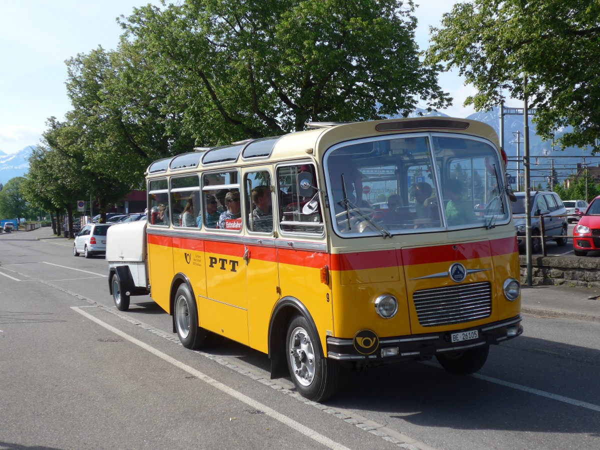 (161'580) - Schmid, Thrishaus - Nr. 9/BE 26'105 - Saurer/R&J (ex Geiger, Adelboden Nr. 9) am 31. Mai 2015 bei der Schifflndte Thun