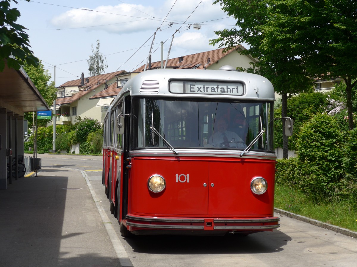 (161'644) - VW Winterthur - Nr. 101 - FBW/SWS Gelenktrolleybus am 31. Mai 2015 in Winterthur, Oberseen