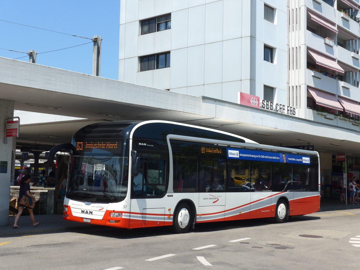 (161'908) - ASm Langenthal - Nr. 57/BE 758'157 - MAN am 6. Juni 2015 beim Bahnhof Langenthal