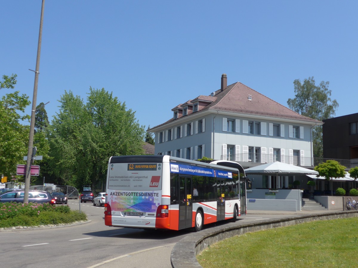 (161'909) - ASm Langenthal - Nr. 57/BE 758'157 - MAN am 6. Juni 2015 beim Bahnhof Langenthal