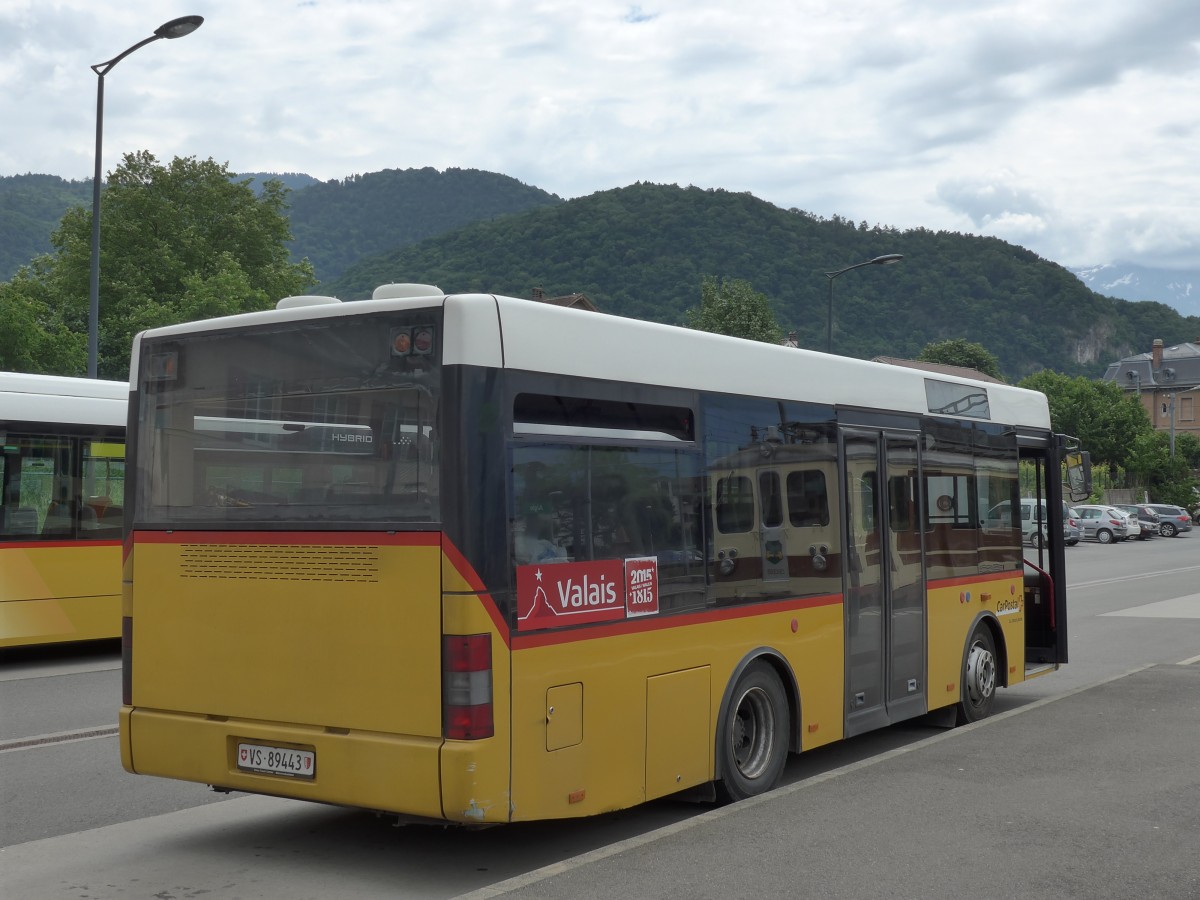 (162'341) - MOB Montreux - Nr. 34/VS 89'443 - MAN/Gppel (ex TSAR Sierre; ex PostAuto Bern; ex PostAuto Berner Oberland; ex P 23'032) am 20. Juni 2015 beim Bahnhof Aigle