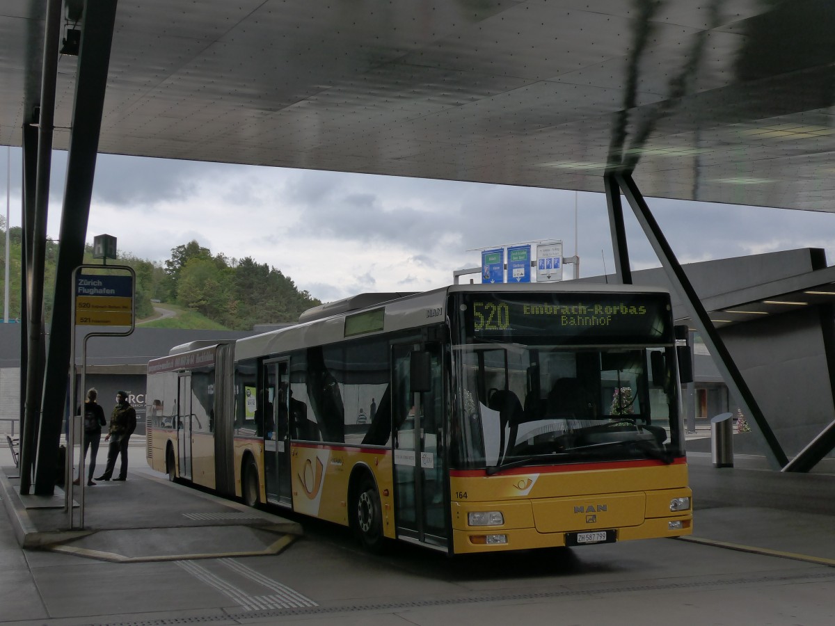 (163'323) - PostAuto Zrich - Nr. 164/ZH 587'799 - MAN (ex Nr. 26) am 15. August 2015 in Zrich, Flughafen