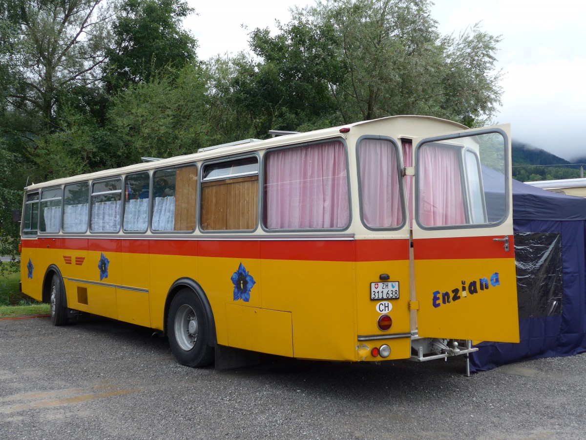 (163'525) - Aus der Schweiz: Ghwiler, Birmensdorf - ZH 311'618 - Saurer/Tscher (ex AVG Grindelwald Nr. 12; ex Steiger, Schlatt) am 16. August 2015 in Schaan, Wohnbustreffen