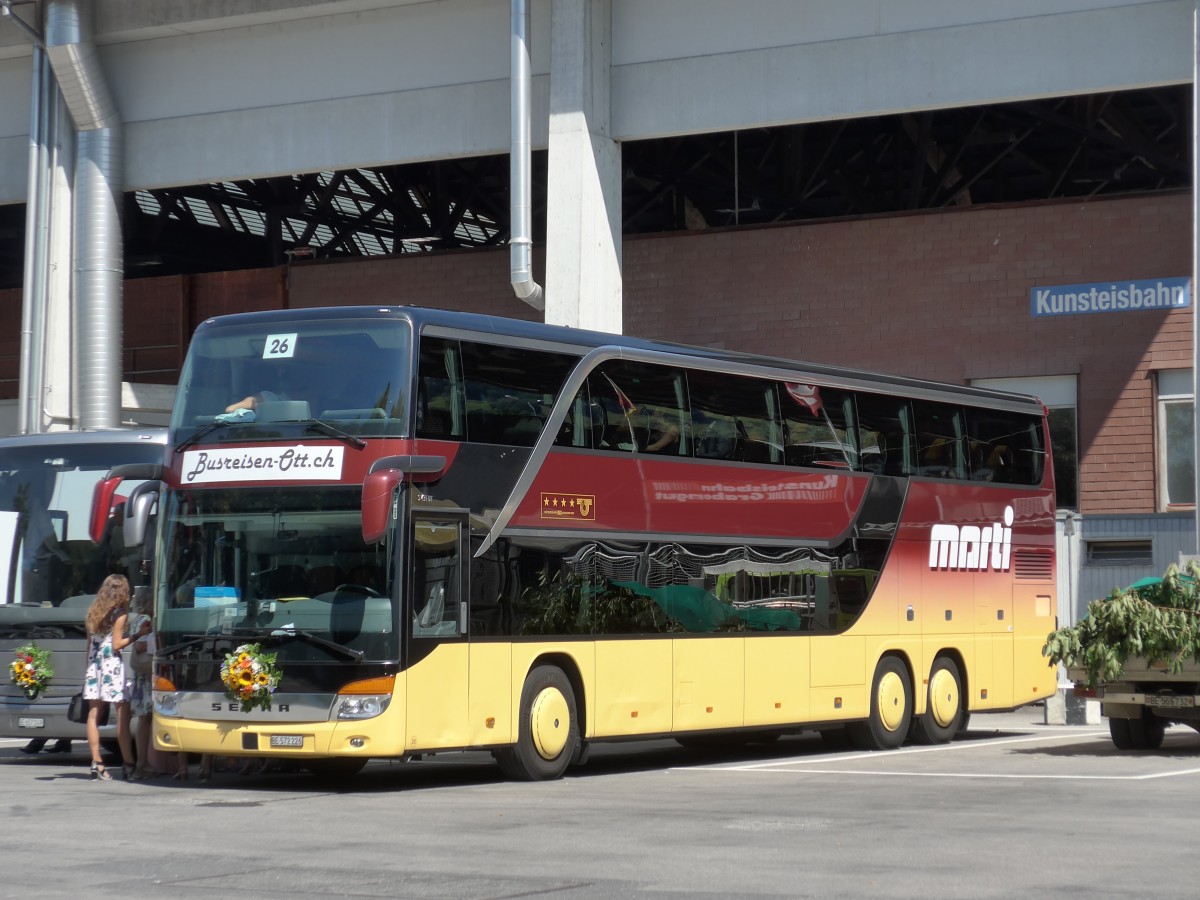 (163'869) - Marti, Kallnach - Nr. 26/BE 572'226 - Setra am 28. August 2015 in Thun, Grabengut (Einsatz Ott)