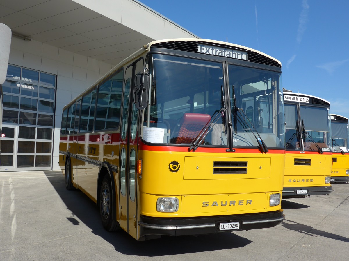 (163'876) - Amstein, Willisau - LU 10'290 - Saurer/Tscher (ex Allemann, Niederbipp; ex Semadeni, Poschiavo; ex Kasper, Poschiavo; ex PostAuto Graubnden; ex P 24'285) am 29. August 2015 in Oberkirch, CAMPUS Sursee