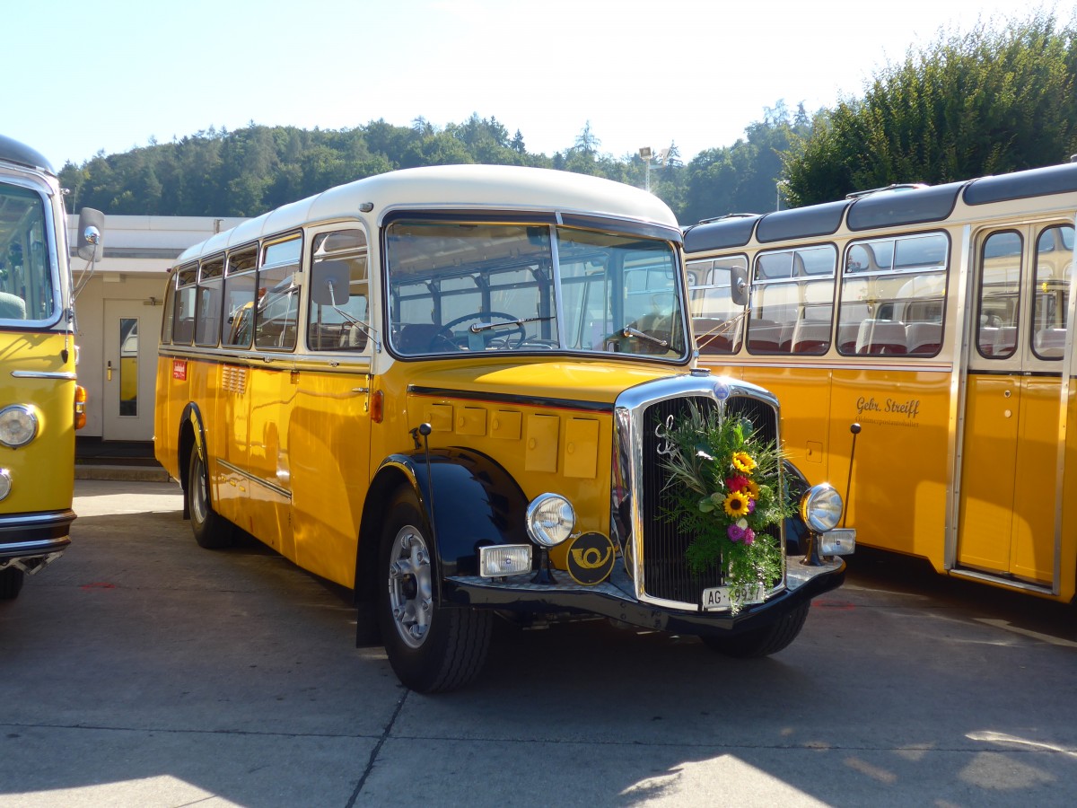 (163'942) - Blchlinger, Endingen - AG 69'937 - Saurer/Tscher (ex Dubach, Walde; ex Spescha, Andiast) am 29. August 2015 in Oberkirch, CAMPUS Sursee