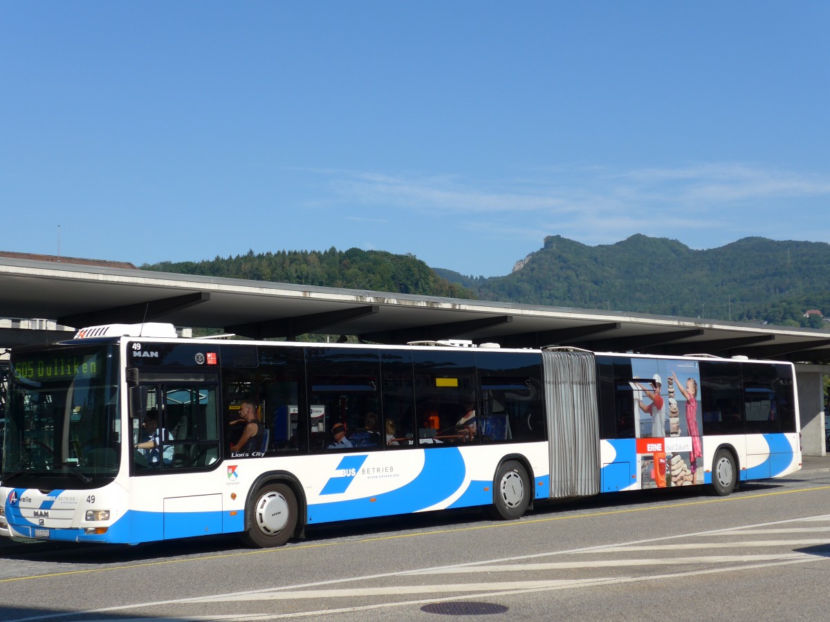 (164'278) - BOGG Wangen b.O. - Nr. 49/SO 132'072 - MAN am 30. August 2015 beim Bahnhof Olten