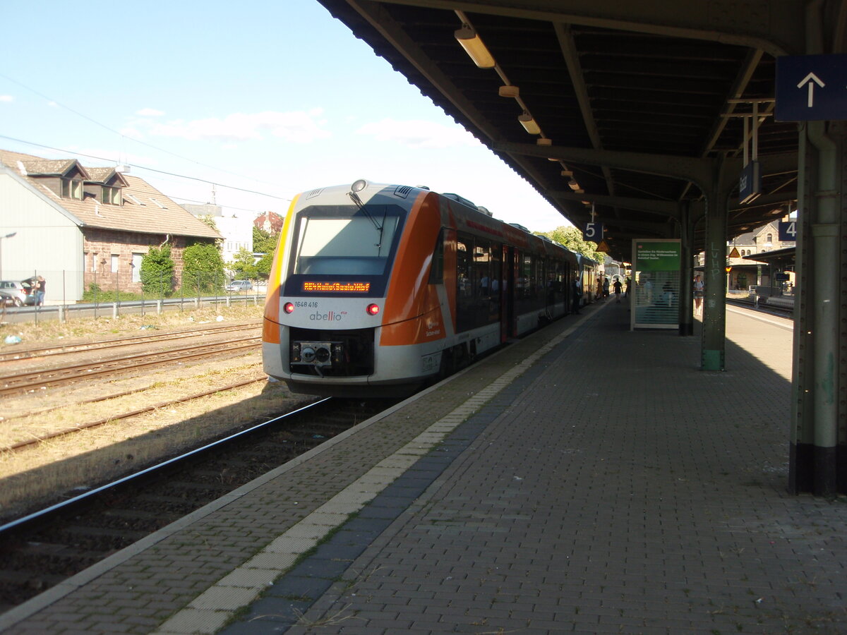 1648 416 der Abellio Rail Mitteldeutschland als RE 4 aus Halle (Saale) Hbf in Goslar. 02.07.2022