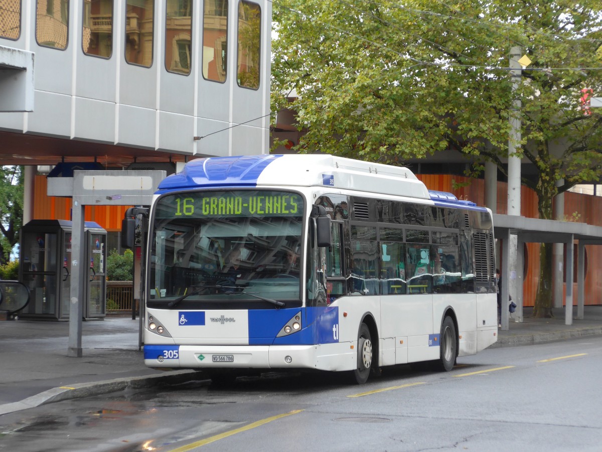 (165'086) - TL Lausanne - Nr. 305/VD 566'786 - Van Hool am 18. September 2015 in Lausanne, Chauderon