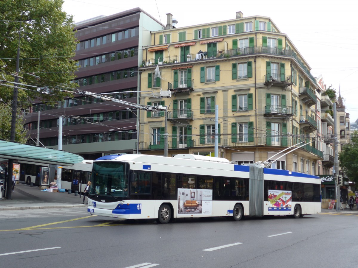 (165'088) - TL Lausanne - Nr. 856 - Hess/Hess Gelenktrolleybus am 18. September 2015 in Lausanne, Chauderon