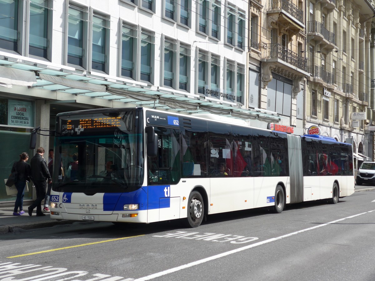 (165'124) - TL Lausanne - Nr. 652/VD 1584 - MAN am 18. September 2015 in Lausanne, Bel-Air