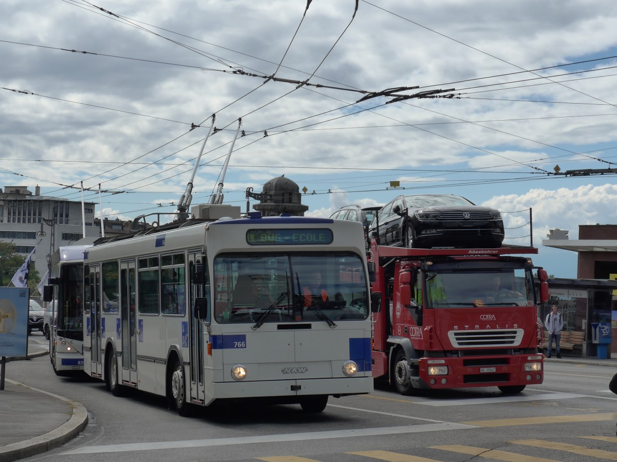 (165'169) - TL Lausanne - Nr. 766 - NAW/Lauber Trolleybus am 18. September 2015 in Lausanne, Chauderon