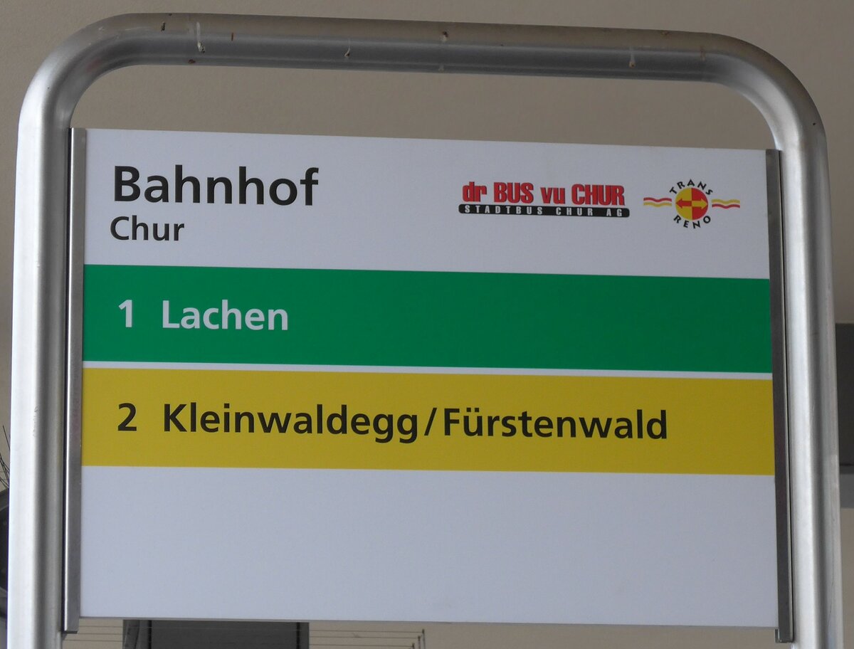 (165'209) - drBUS vu CHUR-Haltestellenschild - Chur, Bahnhof - am 19. September 2015