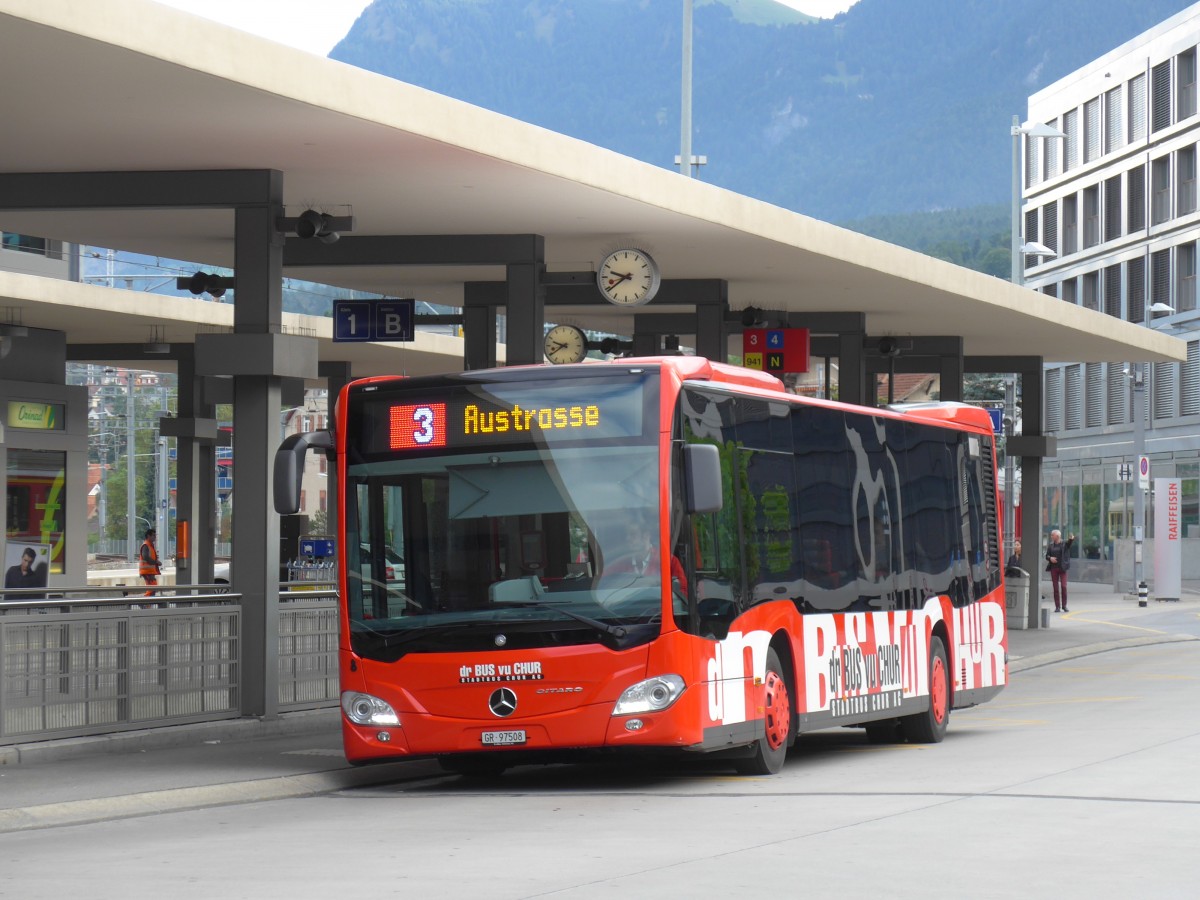 (165'223) - SBC Chur - Nr. 8/GR 97'508 - Mercedes am 19. September 2015 beim Bahnhof Chur