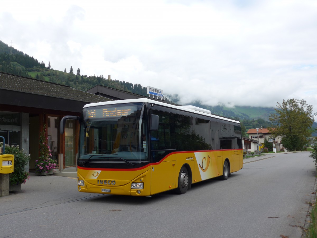 (165'249) - Mark, Andeer - GR 163'711 - Iveco am 19. September 2015 in Andeer, Heilbad