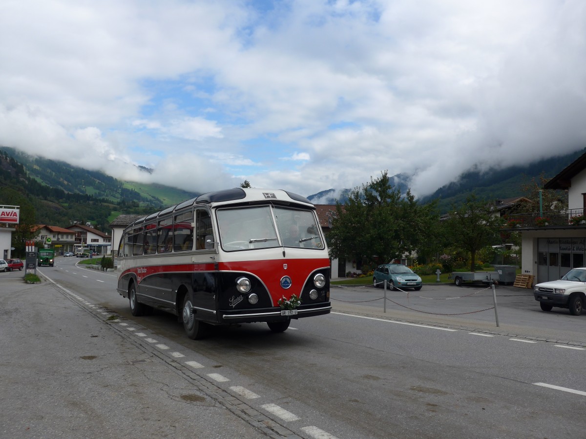 (165'265) - Fischer, Chur - GR 192 U - Saurer/FHS (ex Zumwald, Fribourg; ex Schwitter, Kandersteg; ex Winterhalder, Zrich) am 19. September 2015 in Andeer, Tgavugl