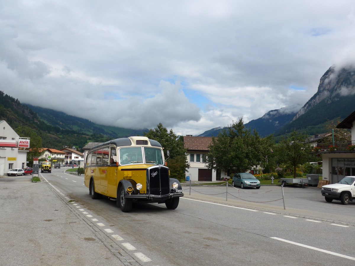 (165'397) - Sigg, Sennwald - SG 47'672 - Saurer/FHS (ex Oldie-Reisen, Matzingen; ex Studach, Teufen; ex M+79'512; ex P 23'155; ex P 2242) am 19. September 2015 in Andeer, Tgavugl