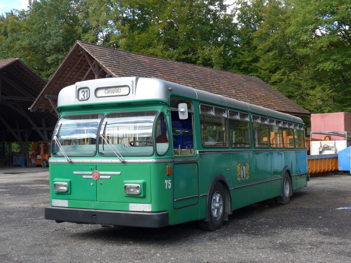 (165'945) - BVB Basel (RWB) - Nr. 75 - FBW/FHS am 4. Oktober 2015 in Oberburg, Ziegelgut