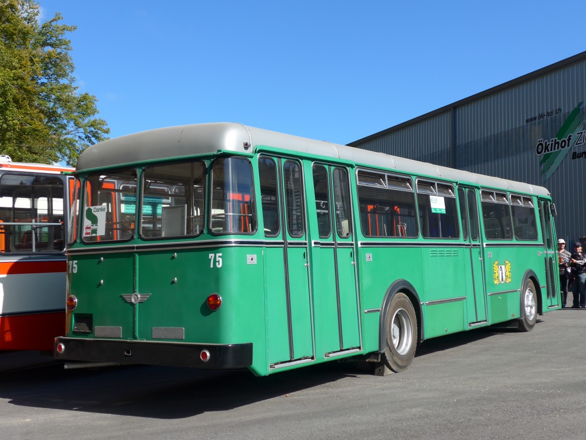 (166'007) - BVB Basel (RWB) - Nr. 75 - FBW/FHS am 4. Oktober 2015 in Burgdorf, kihof Ziegelgut