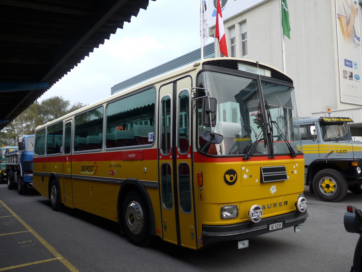 (166'065) - Fssler, Unteriberg - Nr. 6/SZ 5232 - Saurer/R&J (ex Schrch, Gutenburg Nr. 6; ex P 24'358) am 10. Oktober 2015 in Schnis, Bicoareal