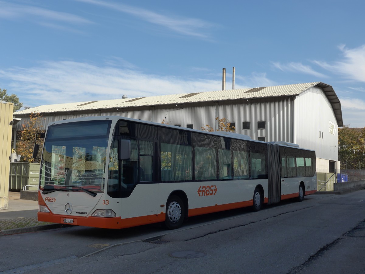 (166'239) - RBS Worblaufen - Nr. 33/BE 618'033 - Mercedes (ex TPL Lugano Nr. 25) am 12. Oktober 2015 in Worblaufen, Busgarage