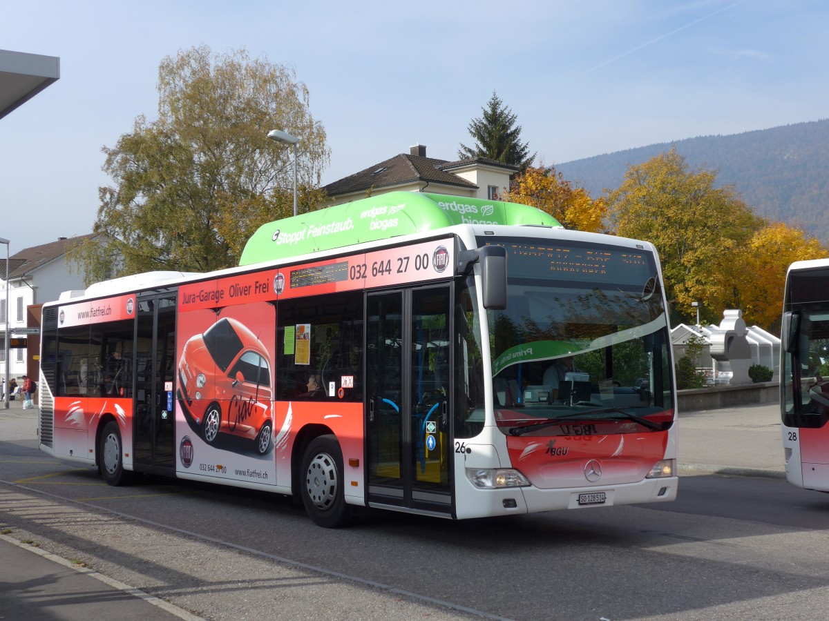 (166'434) - BGU Grenchen - Nr. 26/SO 128'514 - Mercedes am 24. Oktober 2015 beim Bahnhof Grenchen Sd