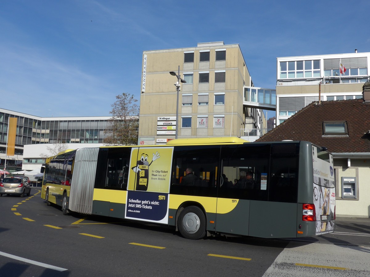 (166'615) - STI Thun - Nr. 141/BE 801'141 - MAN am 13. November 2015 beim Bahnhof Thun