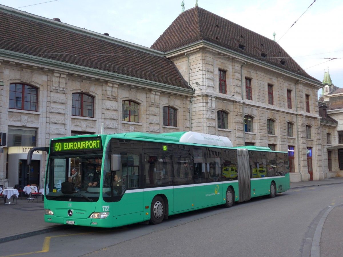 (166'616) - BVB Basel - Nr. 722/BS 6681 - Mercedes am 15. November 2015 beim Bahnhof Basel