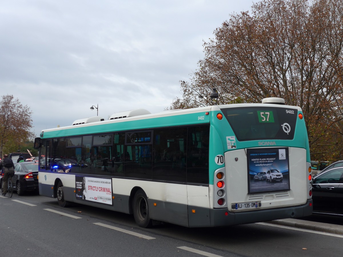 (166'822) - RATP Paris - Nr. 9482/AJ 135 DM - Scania am 16. November 2015 in Paris, Gare d'Austerlitz