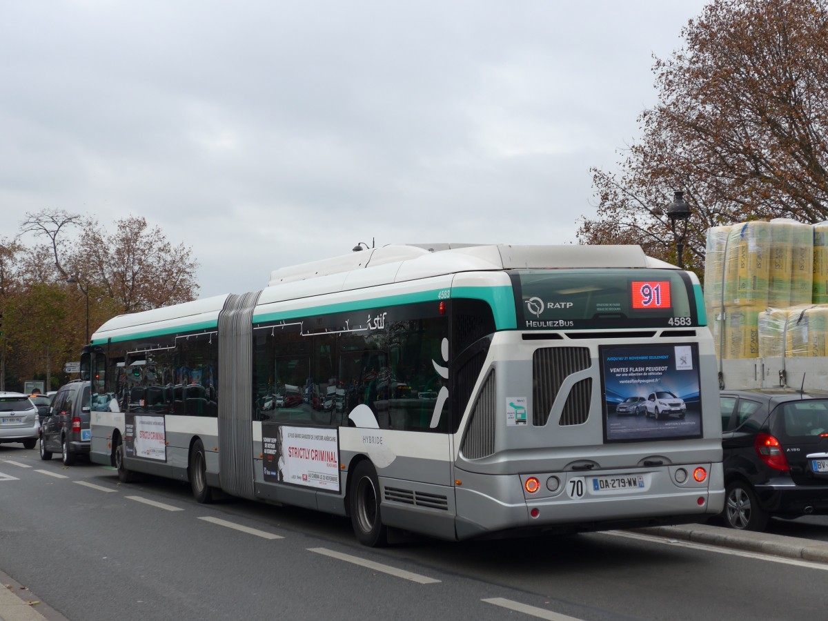 (166'828) - RATP Paris - Nr. 4583/DA 279 WW - Heuliez am 16. November 2015 in Paris, Gare d'Austerlitz