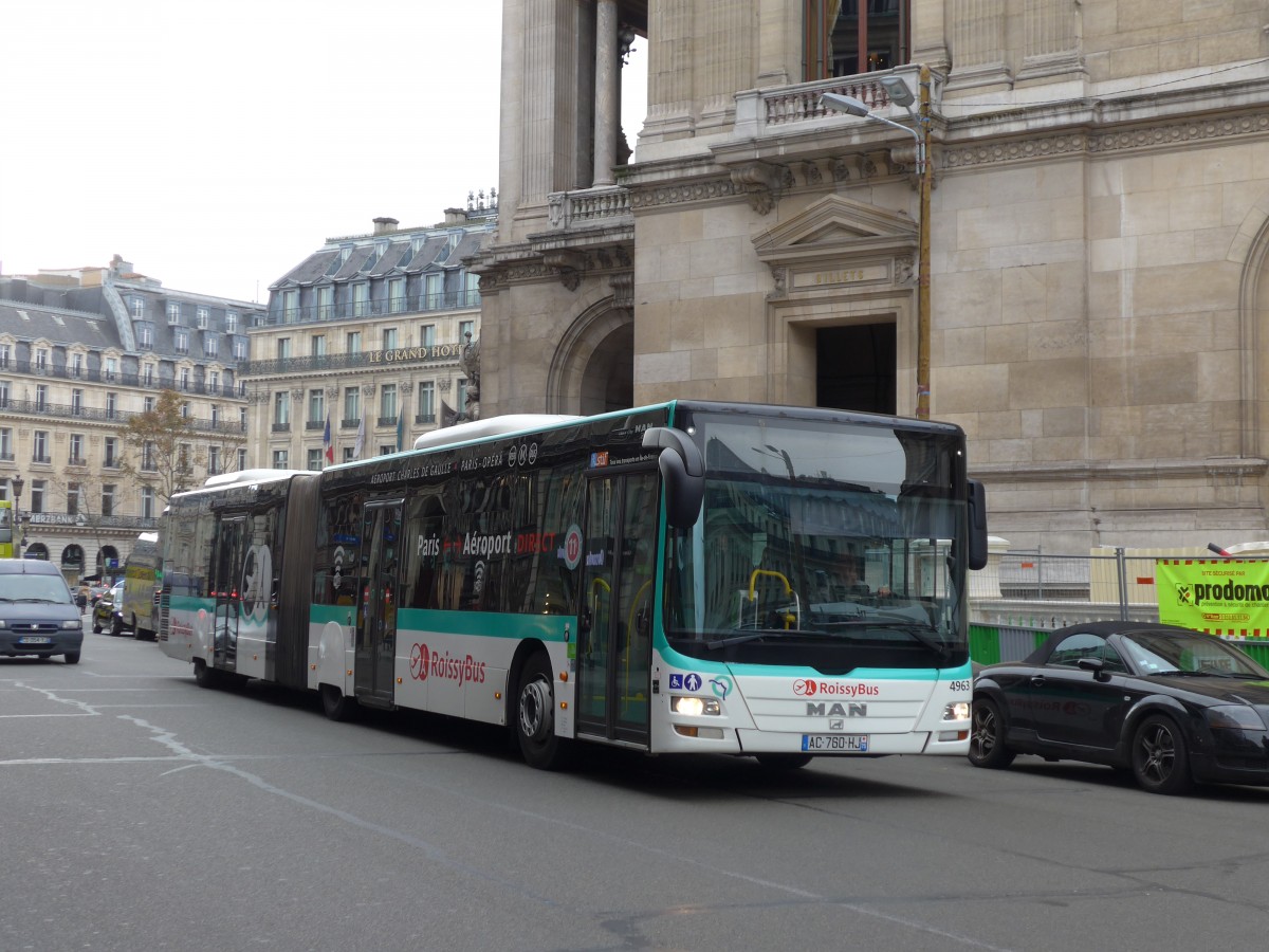 (166'946) - RATP Paris - Nr. 4963/AC 760 HJ - MAN am 16. November 2015 in Paris, Opra