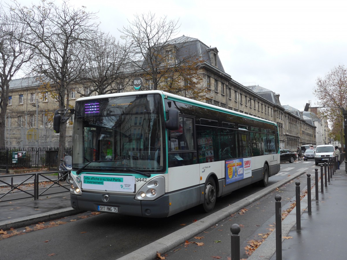 (167'093) - RATP Paris - Nr. 3442/917 RNG 75 - Irisbus am 17. November 2015 in Paris, Anvers