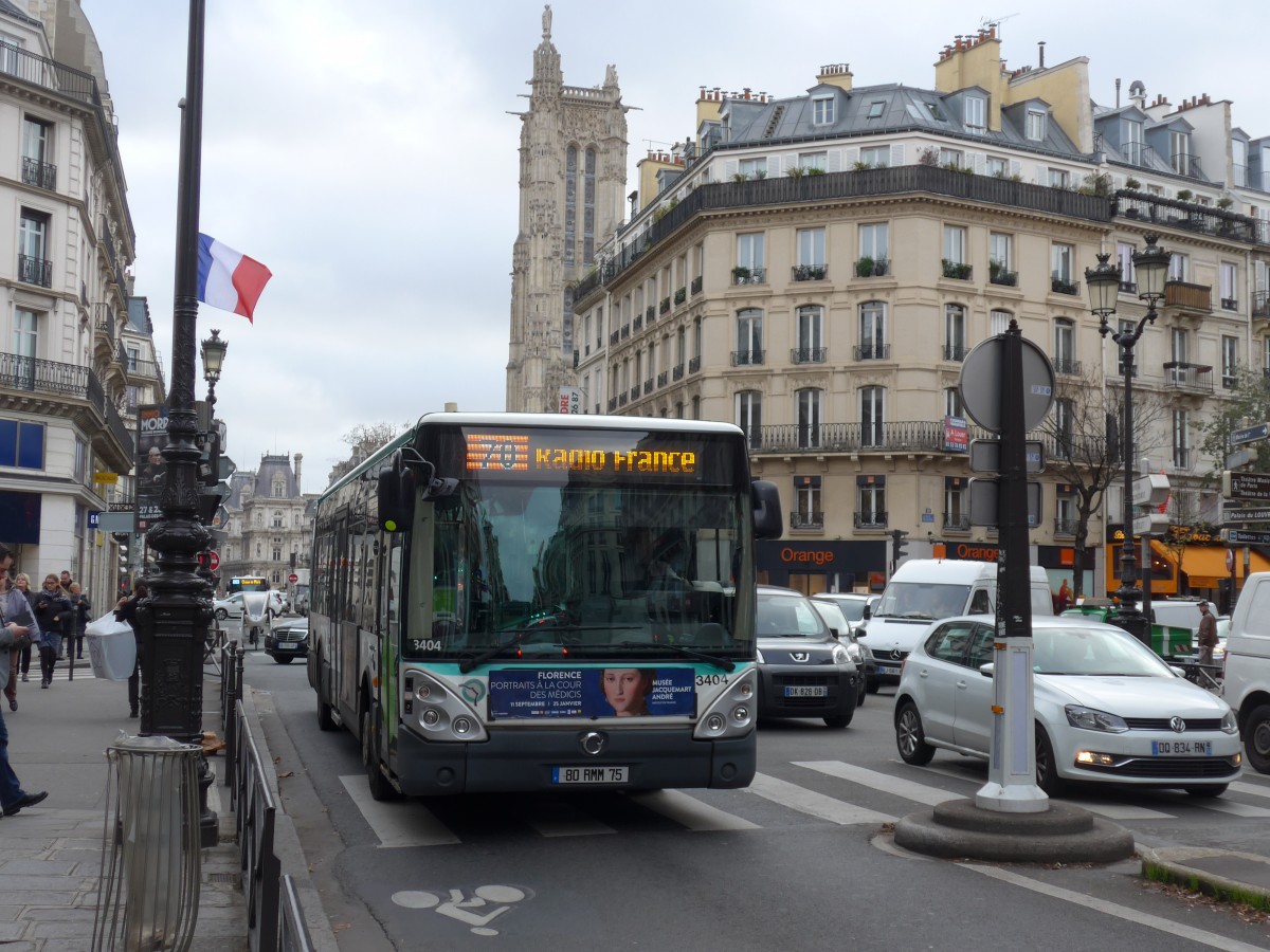 (167'360) - RATP Paris - Nr. 3404/80 RMM 75 - Irisbus am 18. November 2015 in Paris, Chtelet