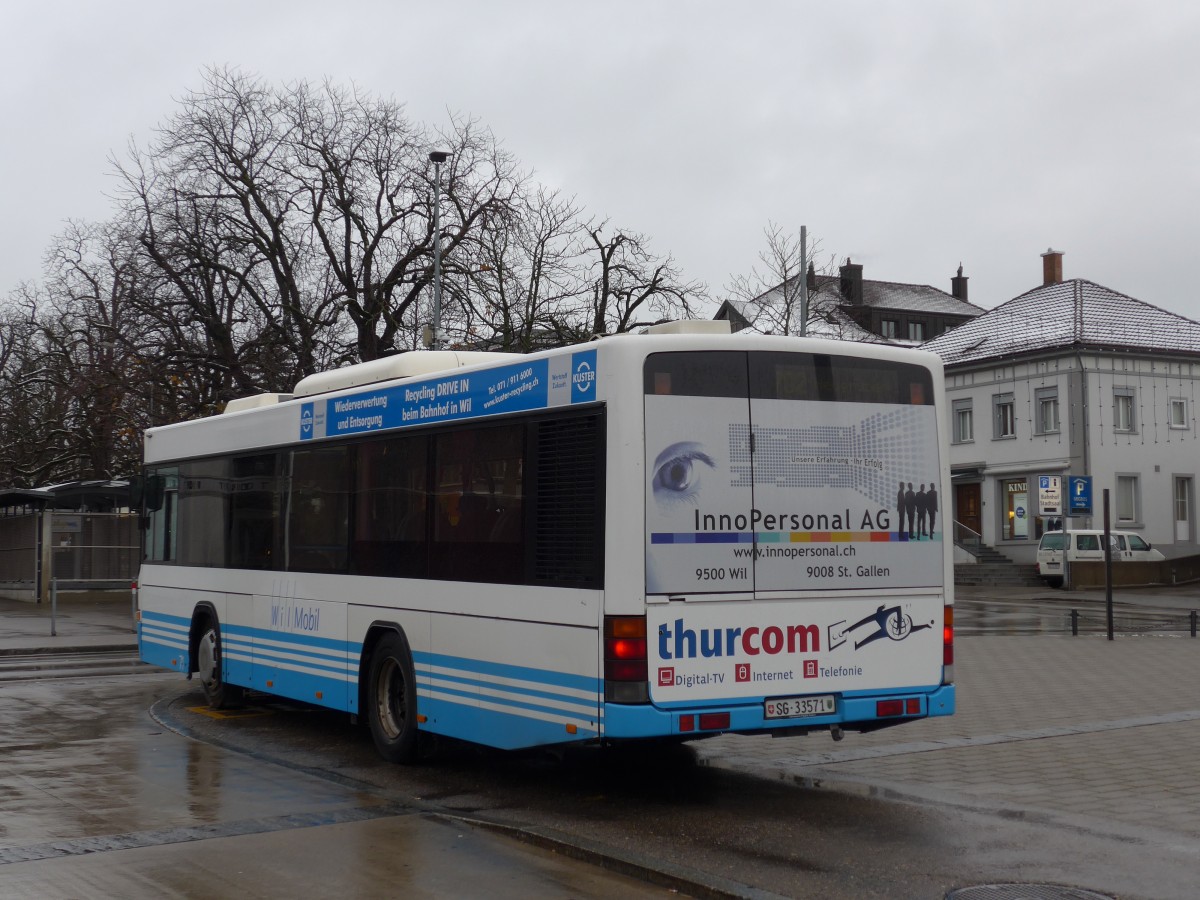 (167'494) - WilMobil, Wil - Nr. 71/SG 33'571 - Volvo/Hess (ex RTB Altsttten Nr. 71) am 25. November 2015 beim Bahnhof Wil