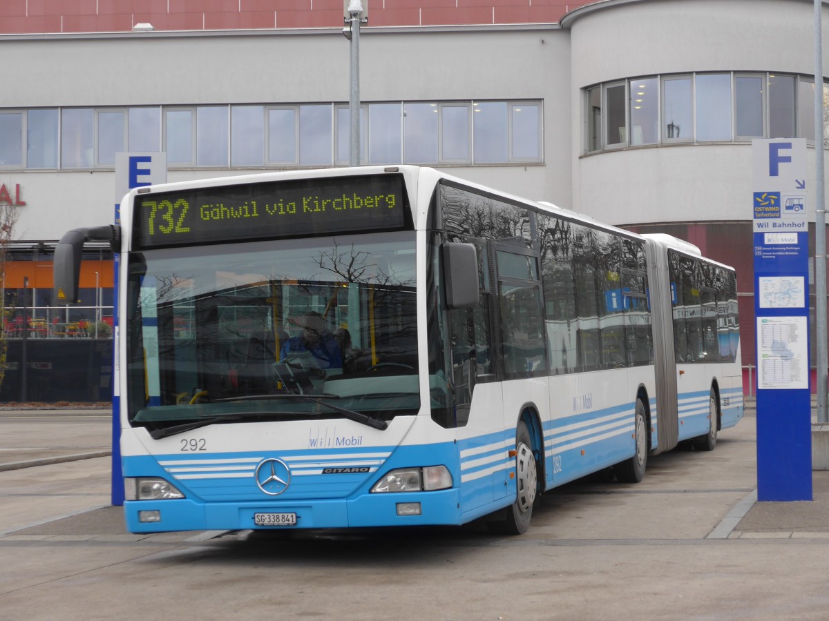 (167'517) - WilMobil, Wil - Nr. 292/SG 338'841 - Mercedes (ex RTB Altsttten Nr. 1) am 25. November 2015 beim Bahnhof Wil