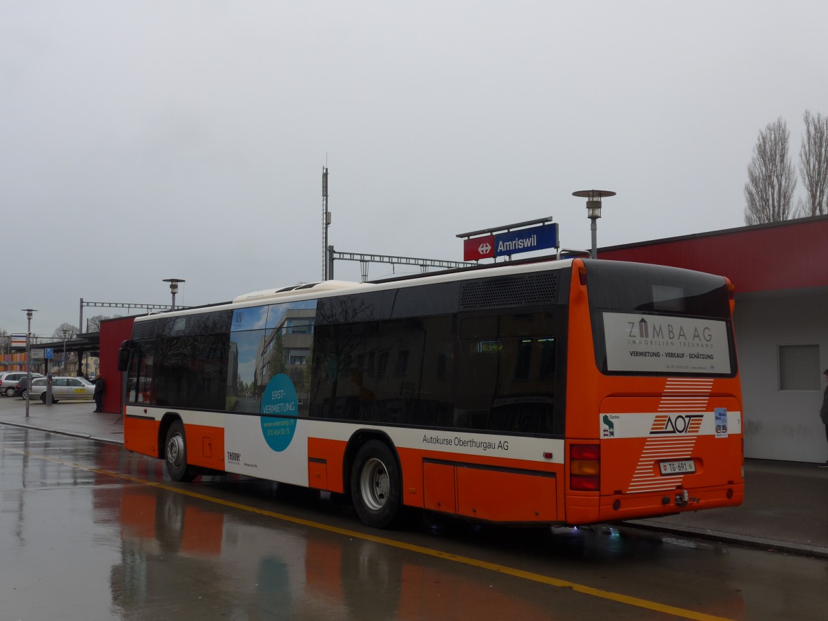 (167'537) - AOT Amriswil - Nr. 7/TG 691 - Neoplan (ex Vorfhrfahrzeug) am 25. November 2015 beim Bahnhof Amriswil