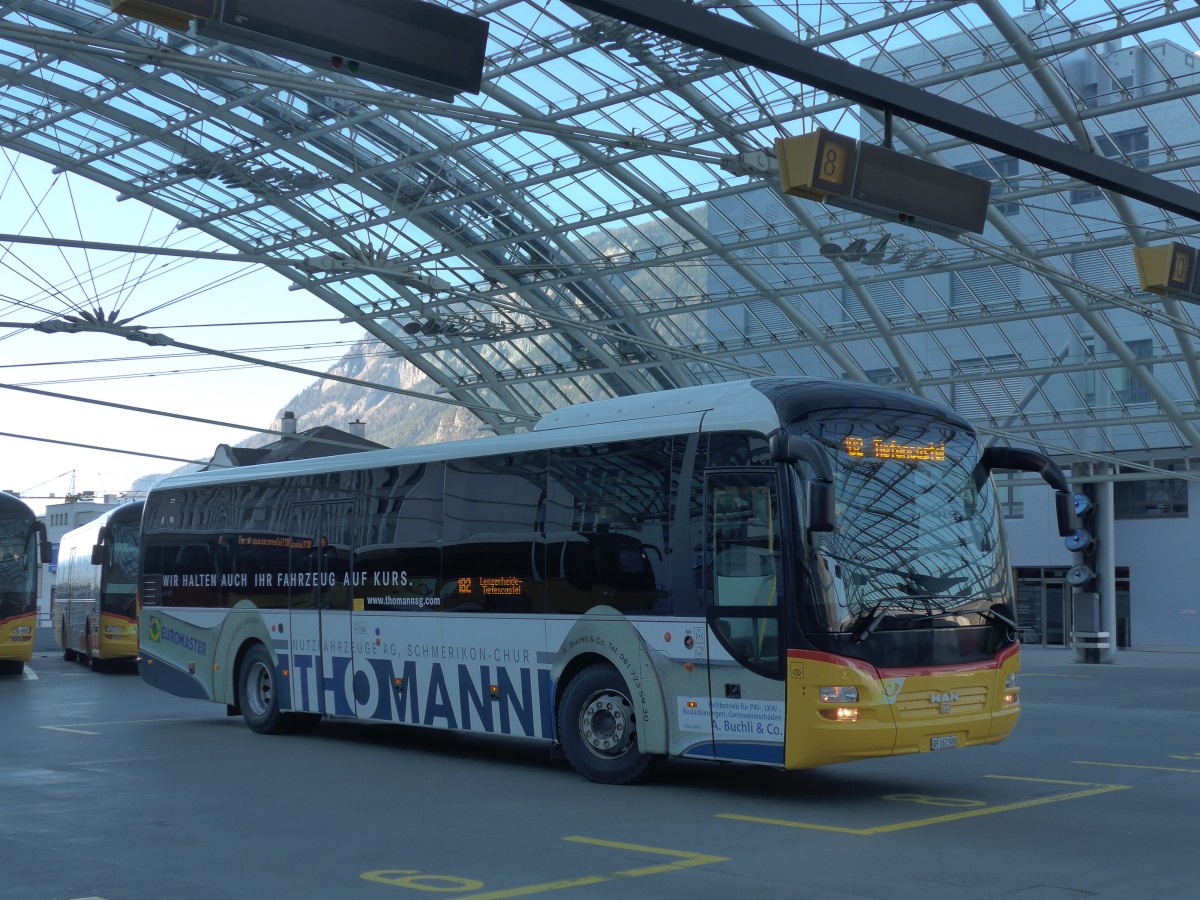 (168'010) - PostAuto Graubnden - GR 162'988 - MAN am 26. Dezember 2015 in Chur, Postautostation