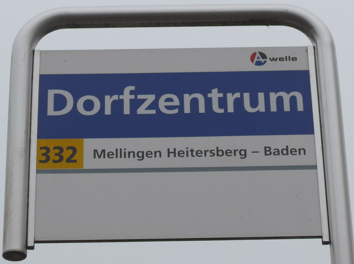 (168'136) - A-welle/PostAuto-Haltestellenschild - Tgerig, Dorfzentrum - am 30. Dezember 2015