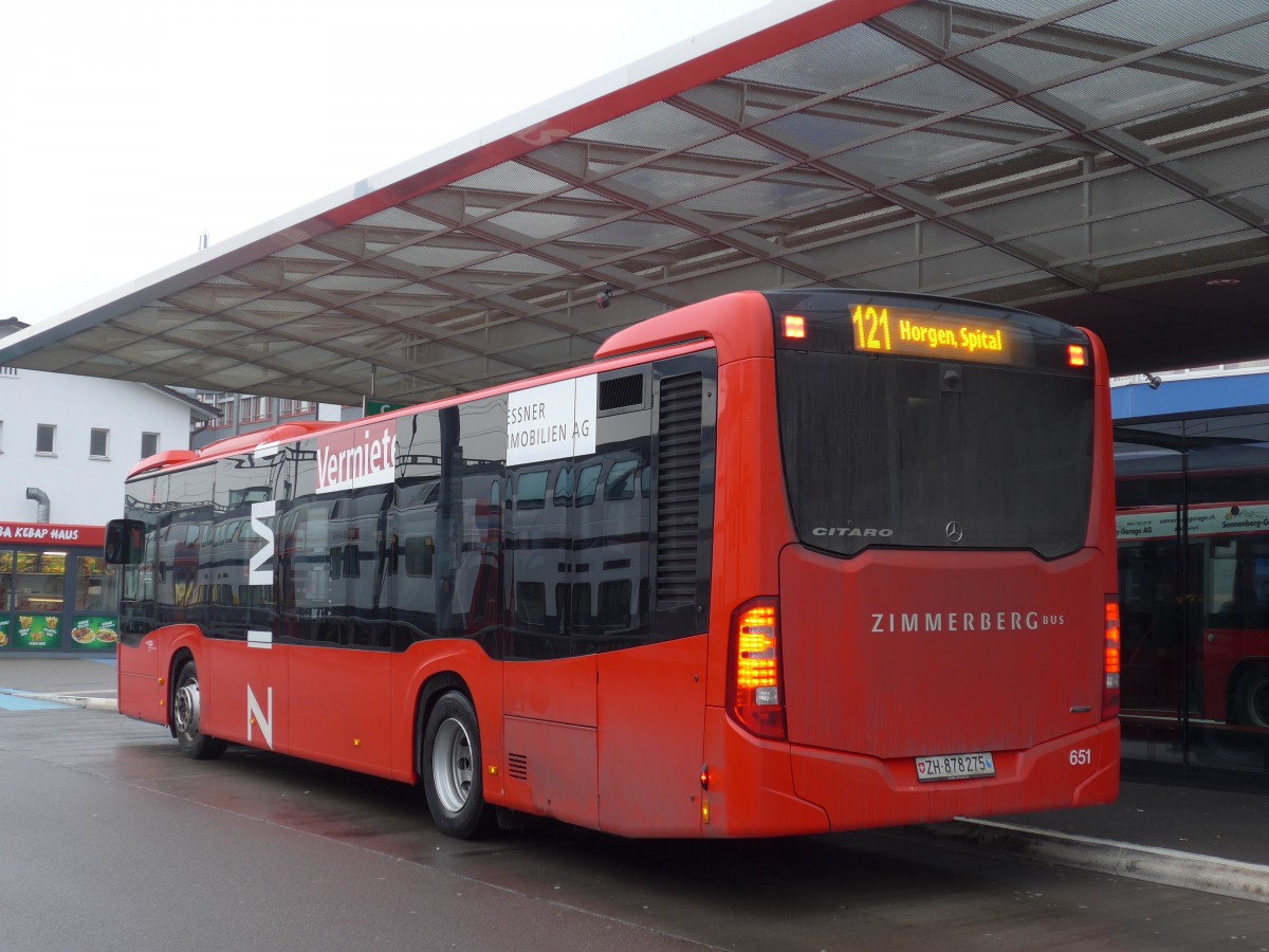 (168'184) - AHW Horgen - Nr. 651/ZH 878'275 - Mercedes am 1. Januar 2016 beim Bahnhof Horgen